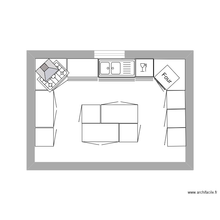 cuisine1. Plan de 1 pièce et 17 m2