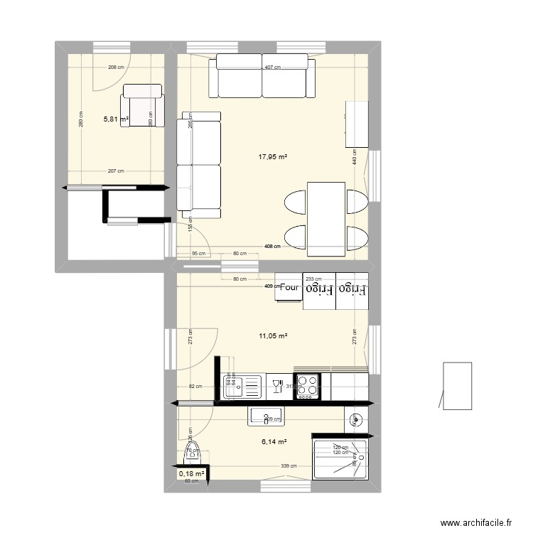 appartement 2. Plan de 5 pièces et 41 m2