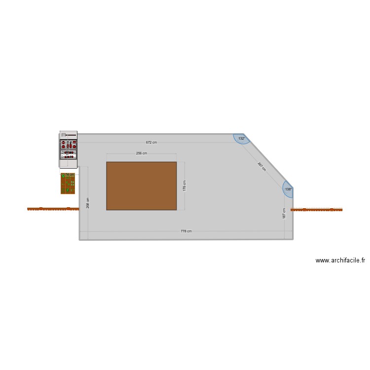 Terrasse. Plan de 1 pièce et 29 m2