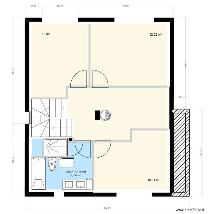 ETAGE. Plan de 6 pièces et 103 m2