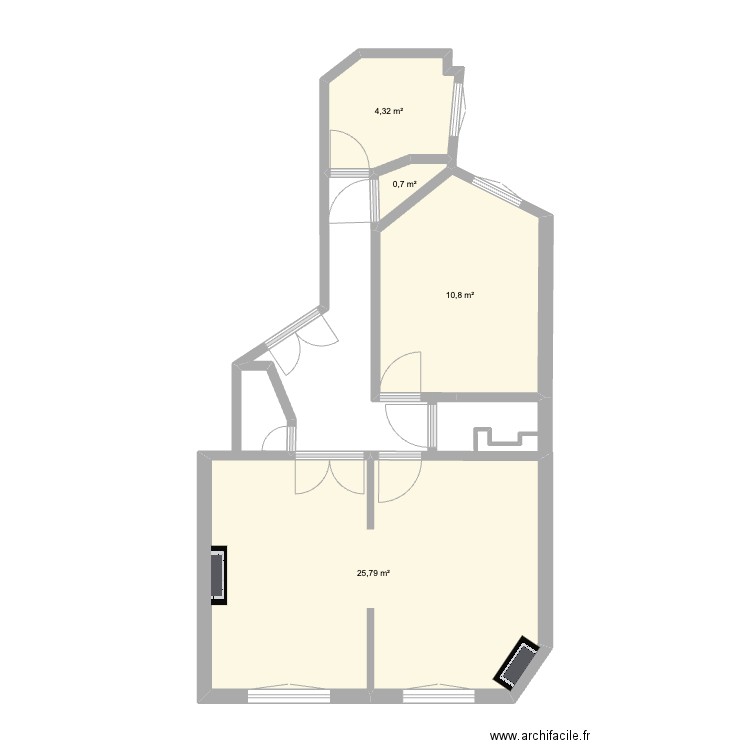 PARIS 15. Plan de 4 pièces et 42 m2