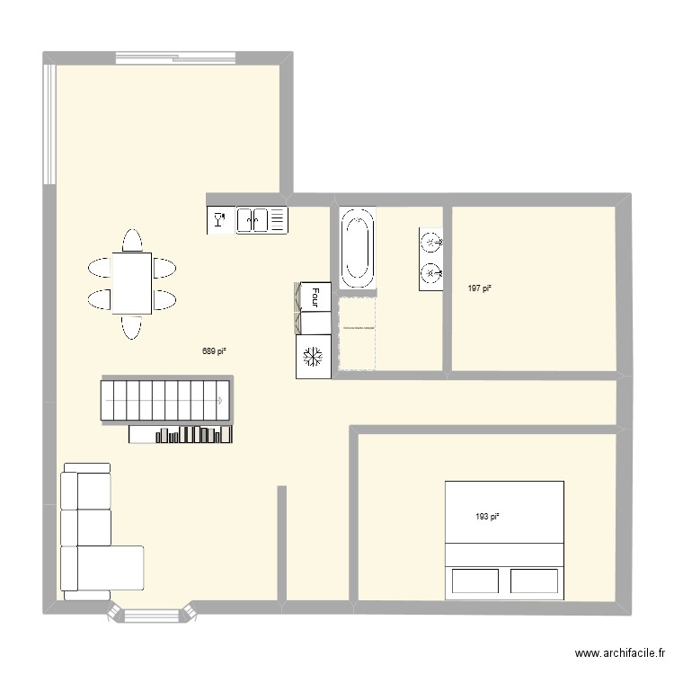 boul des forges. Plan de 3 pièces et 100 m2