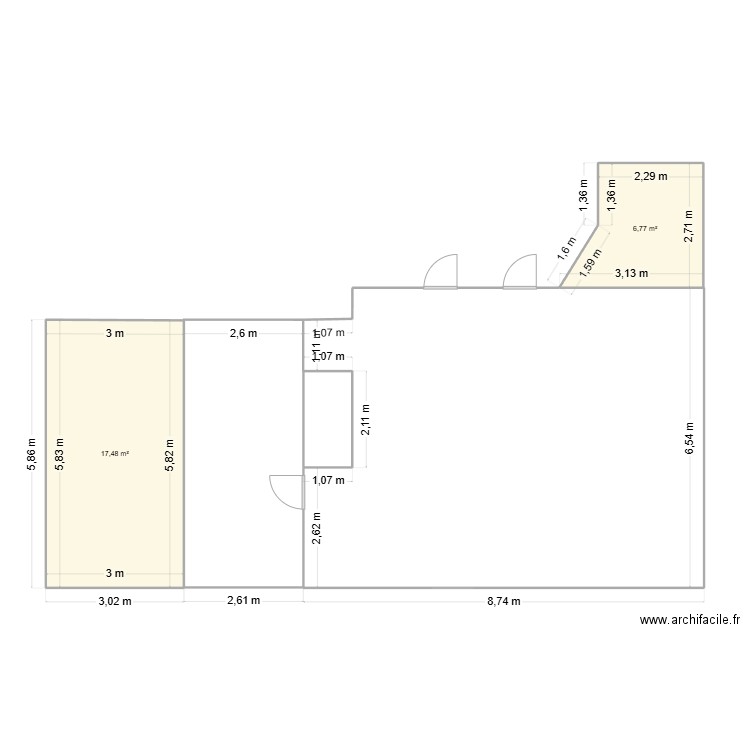 MONOPRIX1. Plan de 2 pièces et 24 m2