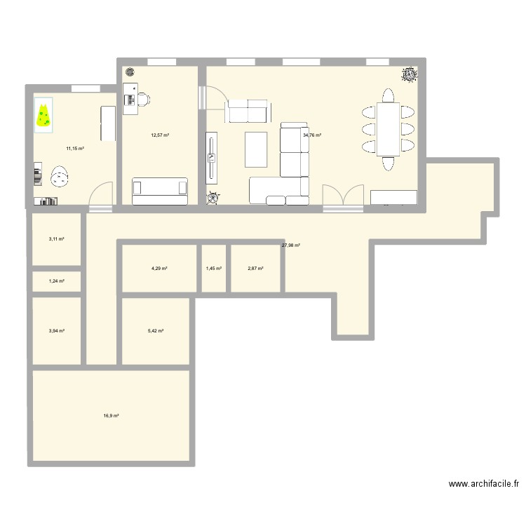 Picpus. Plan de 12 pièces et 126 m2