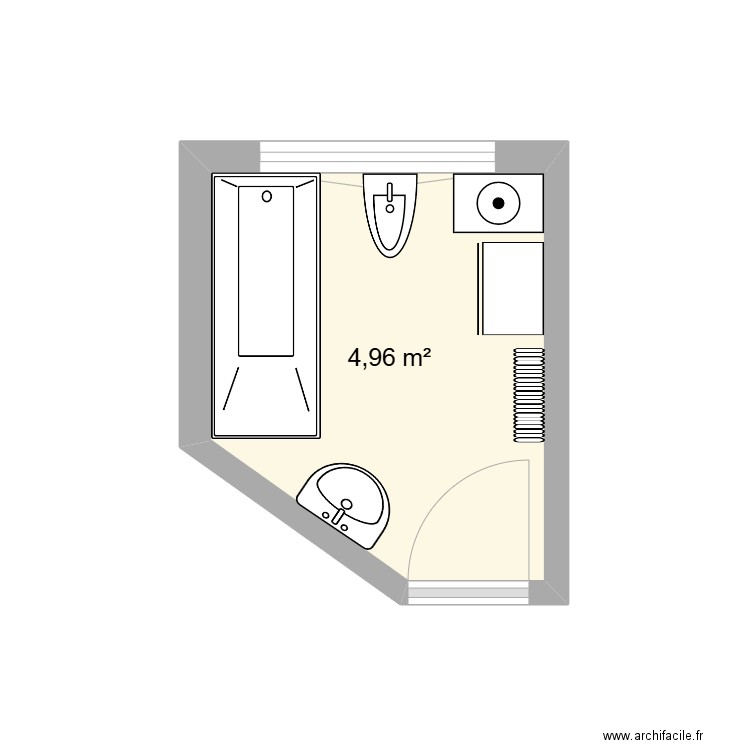 sdb. Plan de 1 pièce et 5 m2