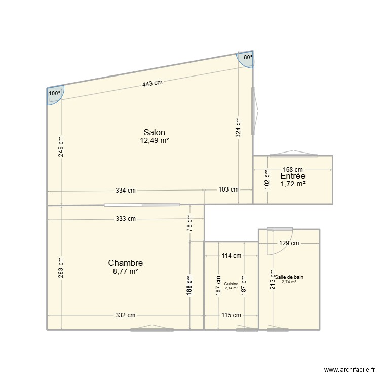 Plan JLM. Plan de 5 pièces et 28 m2