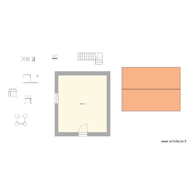 Cabane2_Erce. Plan de 1 pièce et 37 m2