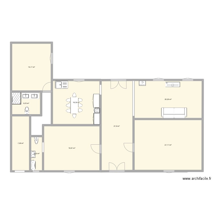 10 le bourg. Plan de 9 pièces et 136 m2