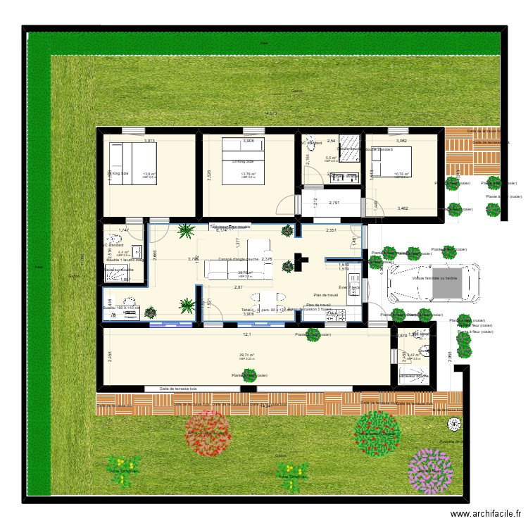 Maison Diouma ka. Plan de 8 pièces et 107 m2