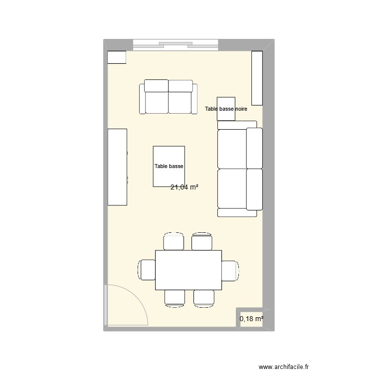 Salon 5 Palombe. Plan de 2 pièces et 21 m2