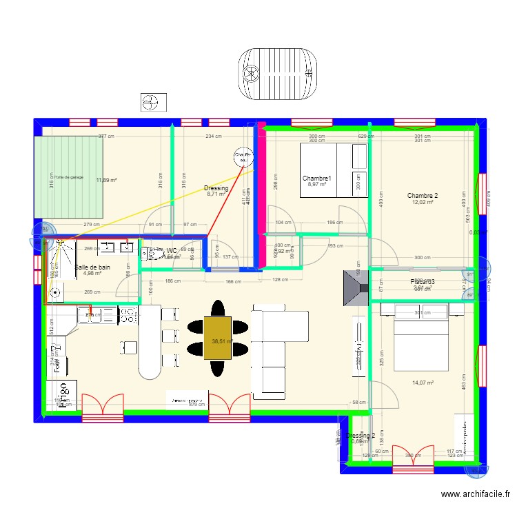 le peux neuf T2 TUYAUX / ELEC. Plan de 12 pièces et 105 m2