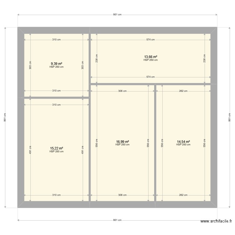 ML24018242 MICHAUD. Plan de 5 pièces et 70 m2