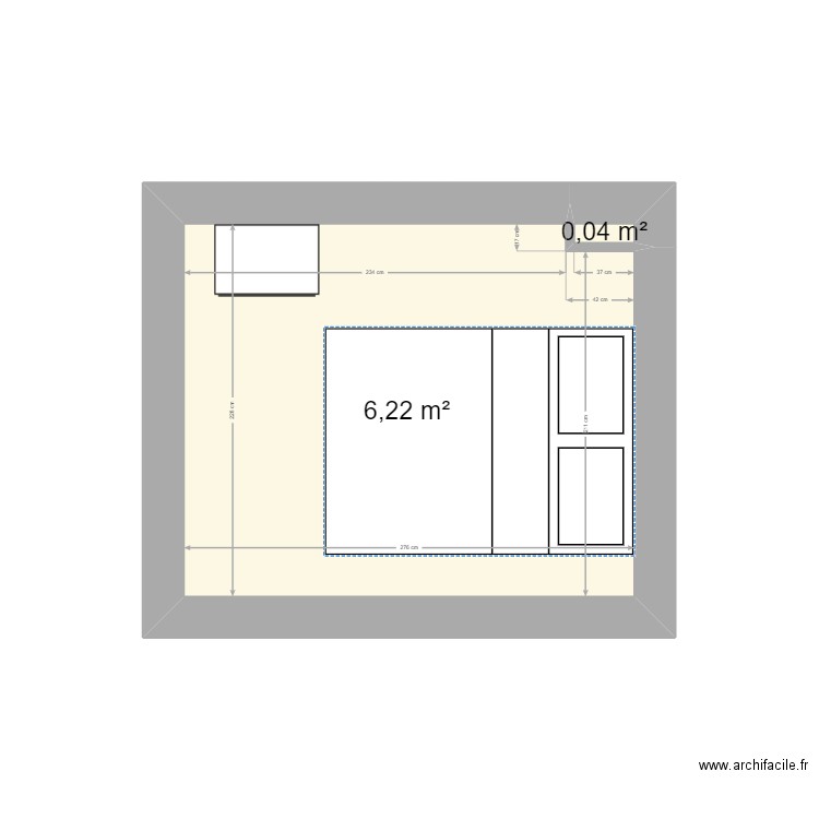 CHB. Plan de 2 pièces et 6 m2