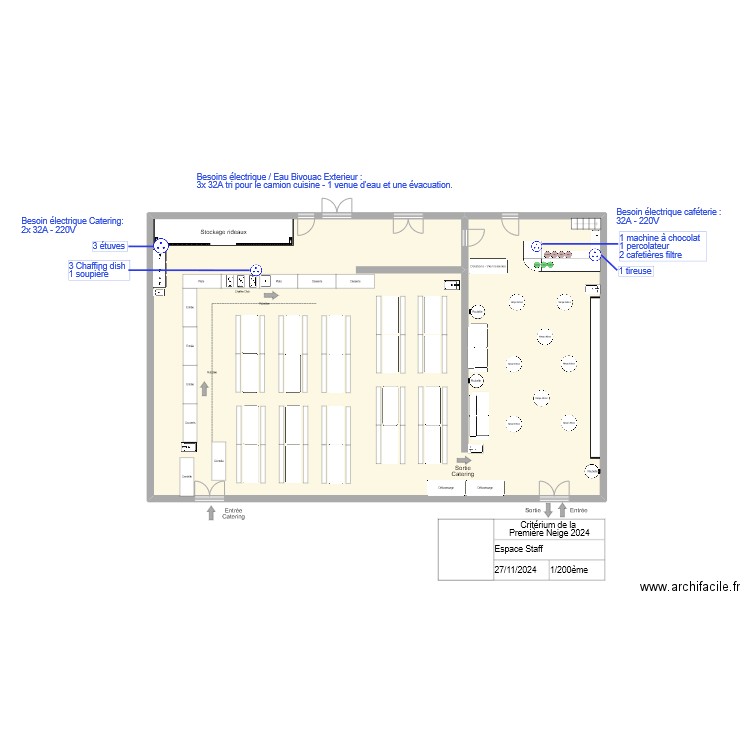 Espace Staff. Plan de 1 pièce et 269 m2