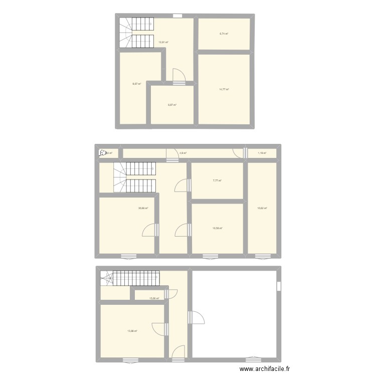 Maison 130m² plan initial_oct24_bis. Plan de 14 pièces et 147 m2