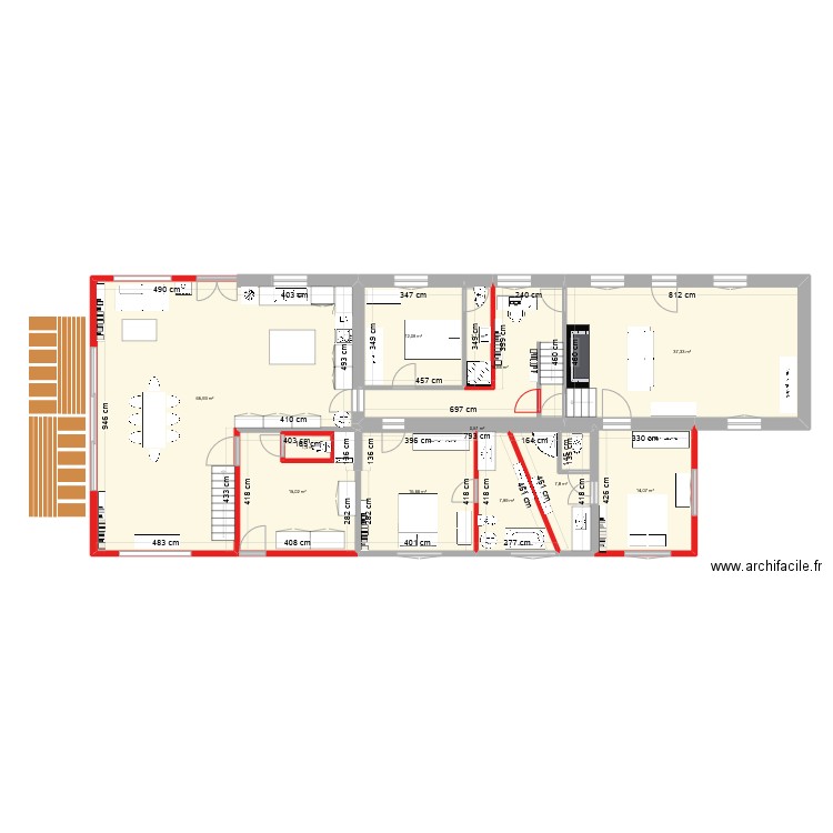 Les Hogues - Phase 1- modification 1. Plan de 20 pièces et 229 m2