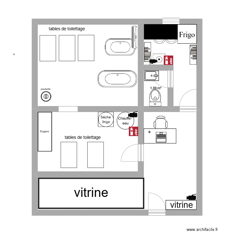 salon. Plan de 5 pièces et 59 m2