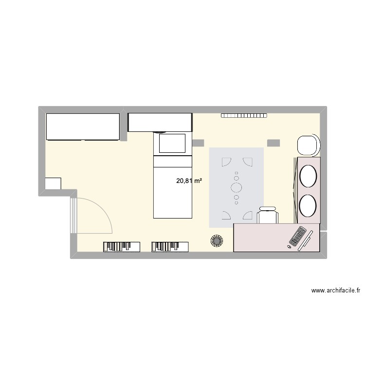 chambre Baudouin. Plan de 1 pièce et 21 m2