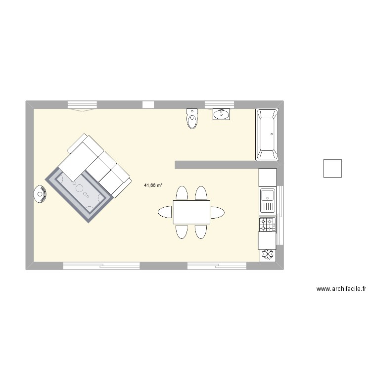 lavernhe. Plan de 1 pièce et 42 m2