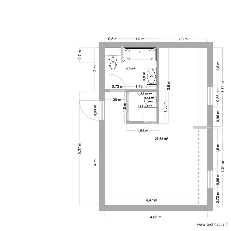 MARGAUX PLAN. Plan de 3 pièces et 35 m2