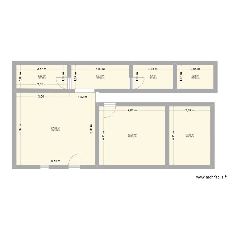 MAISON DAVID. Plan de 7 pièces et 80 m2