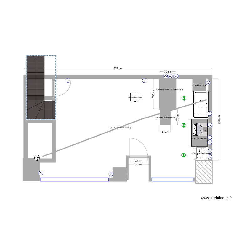 salon de thé roc. Plan de 1 pièce et 1 m2