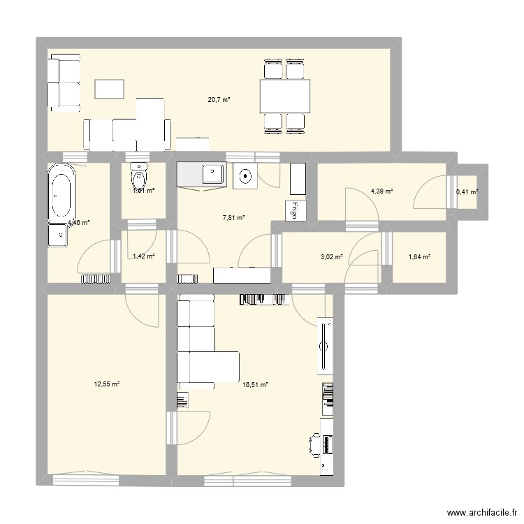 maison. Plan de 11 pièces et 74 m2