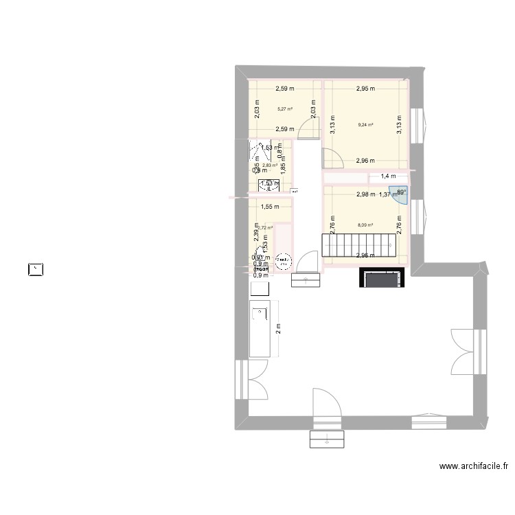 plan Mas  phase 3 . Plan de 8 pièces et 30 m2