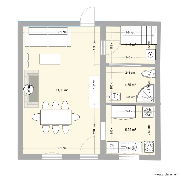 LA GARDETTE 1. Plan de 4 pièces et 39 m2