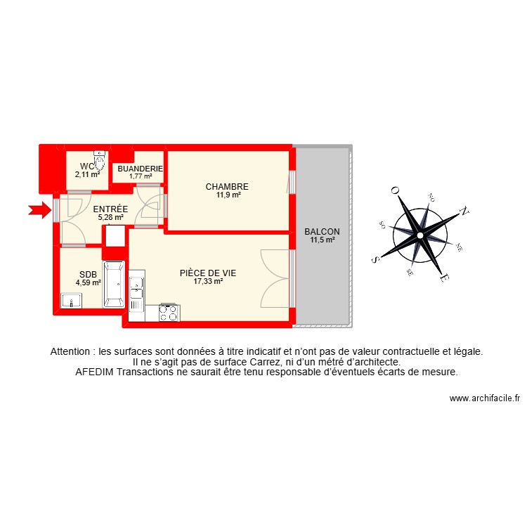 BI 26802-. Plan de 13 pièces et 56 m2