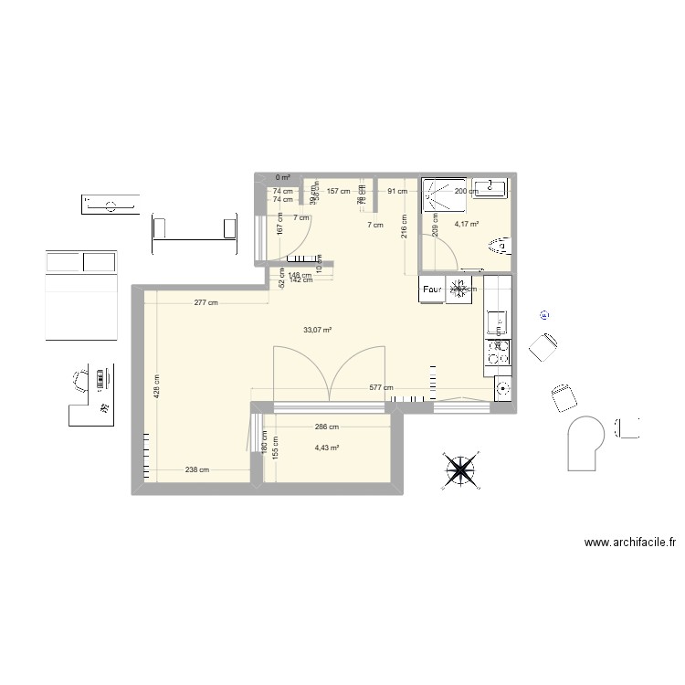 crolles 3. Plan de 4 pièces et 42 m2