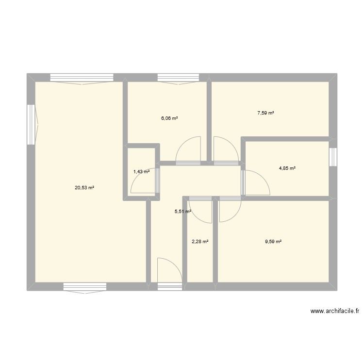 Maison impasse de Belle Lande. Plan de 8 pièces et 58 m2