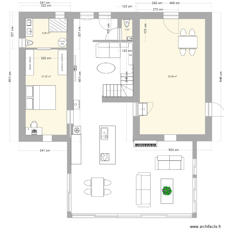 premiere ebauche reno. Plan de 4 pièces et 60 m2