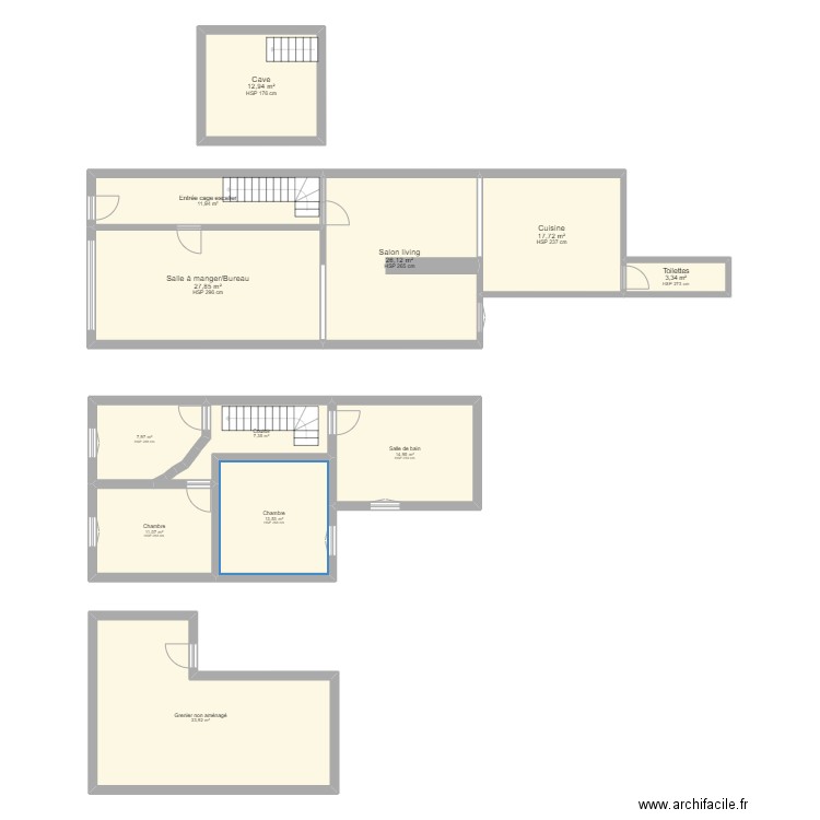 230. Plan de 12 pièces et 189 m2