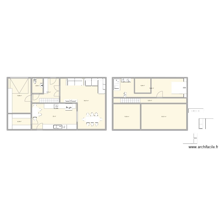 aaa. Plan de 11 pièces et 145 m2