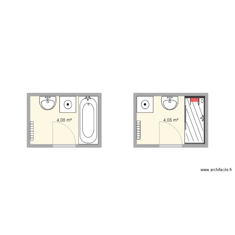 salle de bain  N  d. Plan de 2 pièces et 8 m2