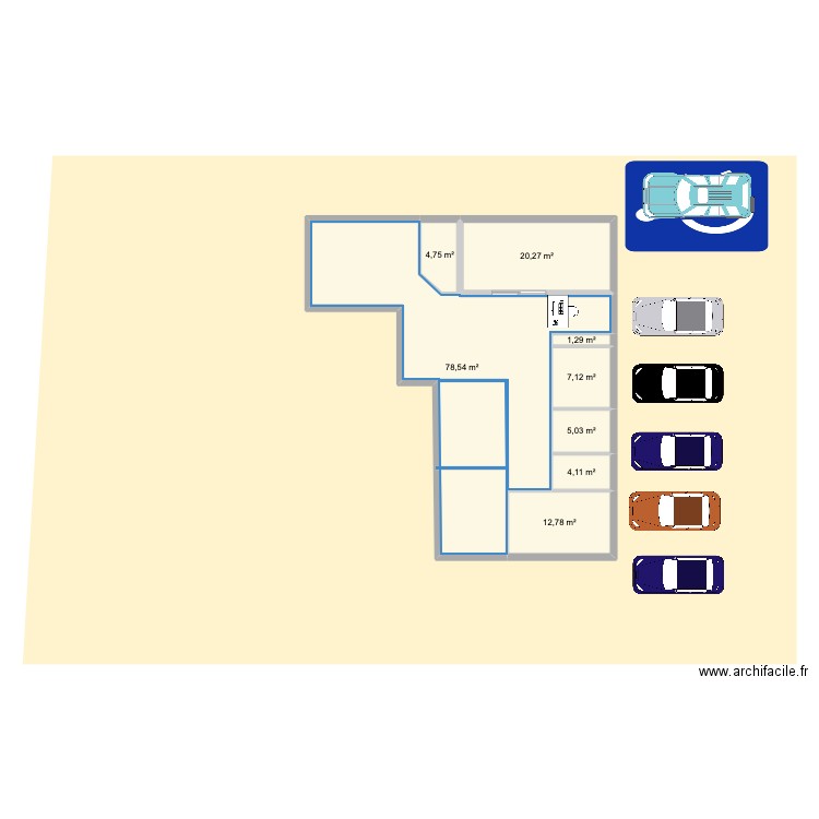 Trois Palis. Plan de 8 pièces et 134 m2