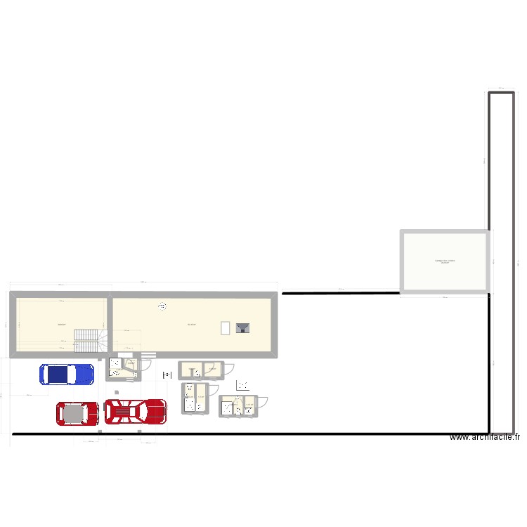 extension. Plan de 15 pièces et 198 m2