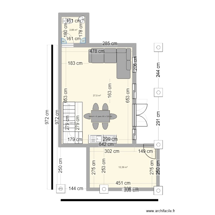 PLAN KENINDE   Rdc. Plan de 6 pièces et 83 m2