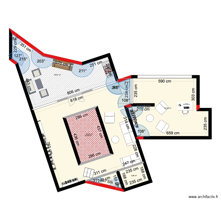 Maison container artiste. Plan de 6 pièces et 147 m2