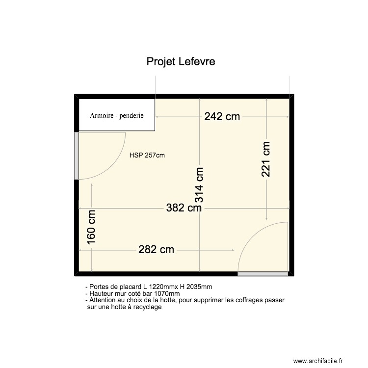 LEFEVRE. Plan de 1 pièce et 12 m2