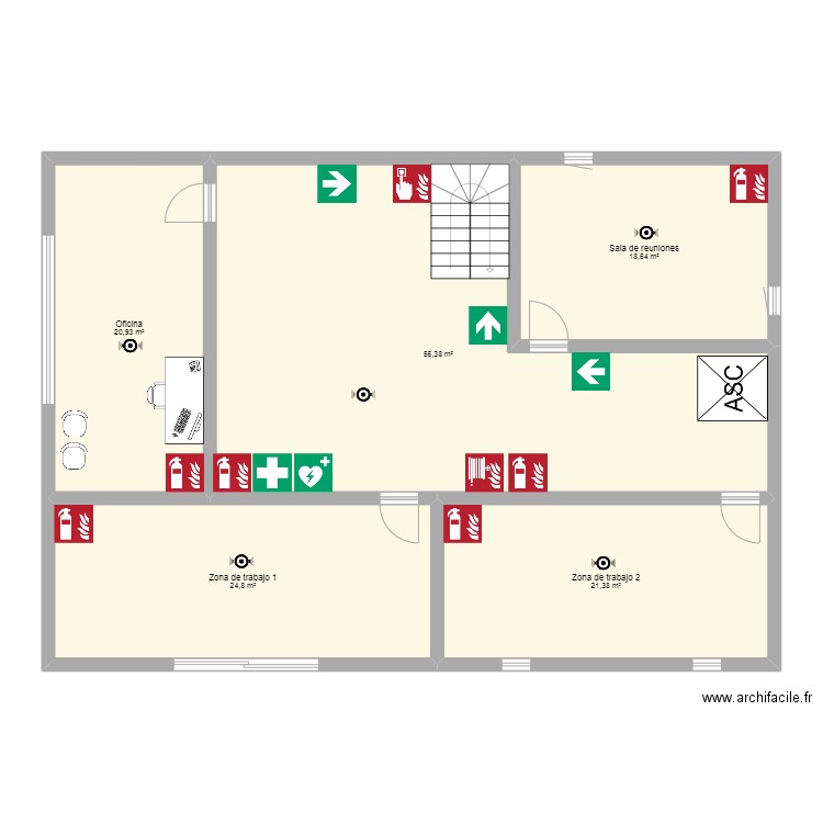 primera planta. Plan de 5 pièces et 142 m2