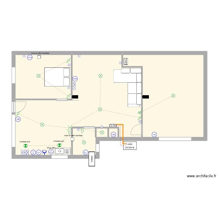 M. Belascain. Plan de 5 pièces et 90 m2