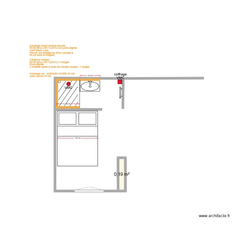 AILLERET 7 ème étage . Plan de 1 pièce et 0 m2