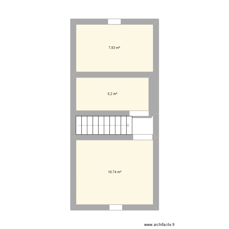 Genette étage . Plan de 3 pièces et 24 m2