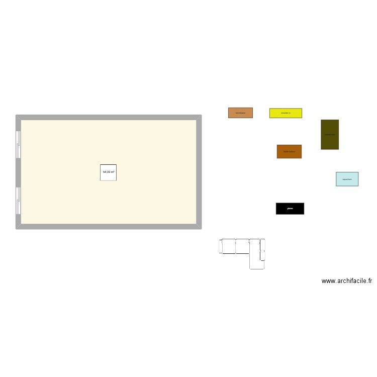 chez ouam. Plan de 1 pièce et 54 m2