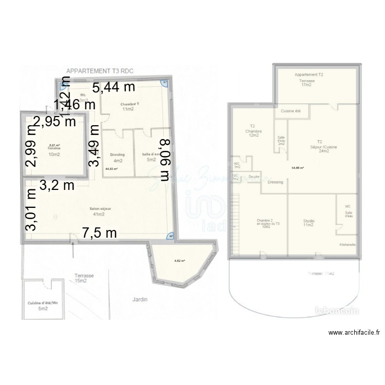 Maison Palavas. Plan de 4 pièces et 113 m2