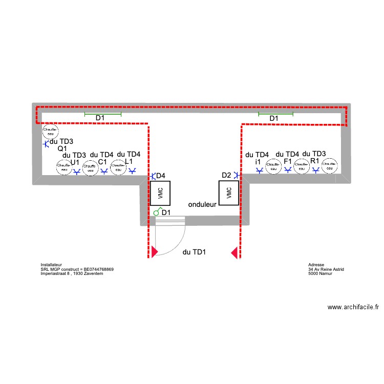 reine astrid 4em'. Plan de 1 pièce et 17 m2