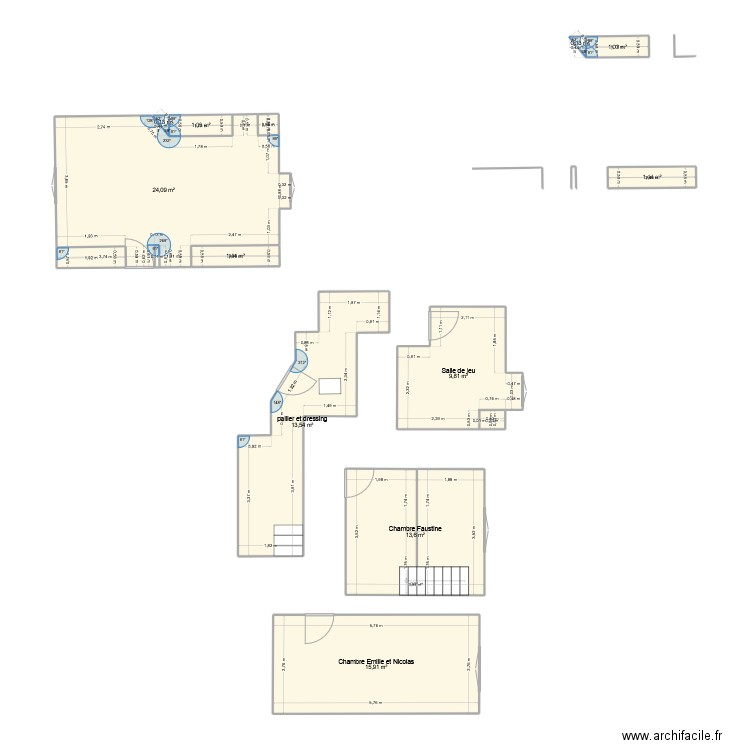 Maison Nous 1er étage. Plan de 11 pièces et 82 m2