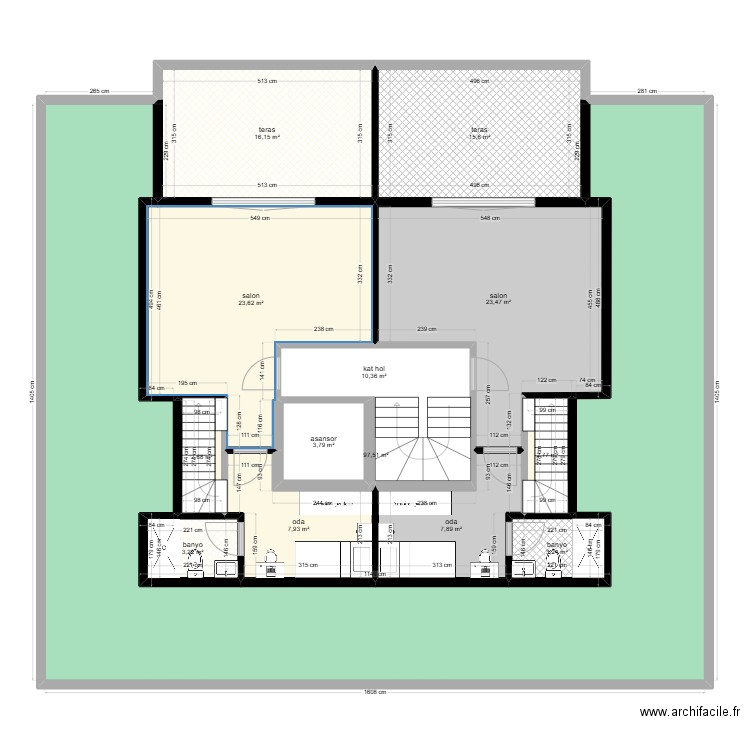  celaliye 1256/5 giris ve arakat 3+1 dubleks perso. Plan de 13 pièces et 218 m2